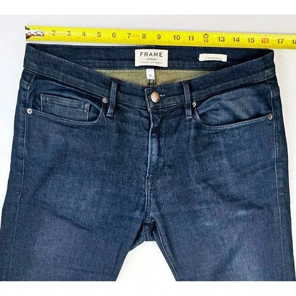 Frame Size 32X33 Men's L'Homme Skinny Blue Denim 5 Pocket Jeans Made in The USA - Picture 2 of 13